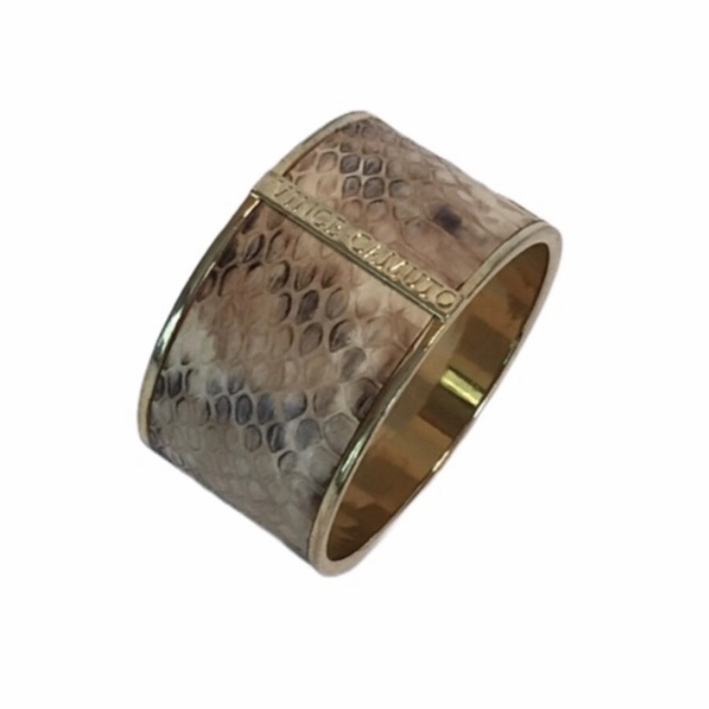 Vince Camuto Gold Python Snakeskin Embossed Wide Cuff Bangle